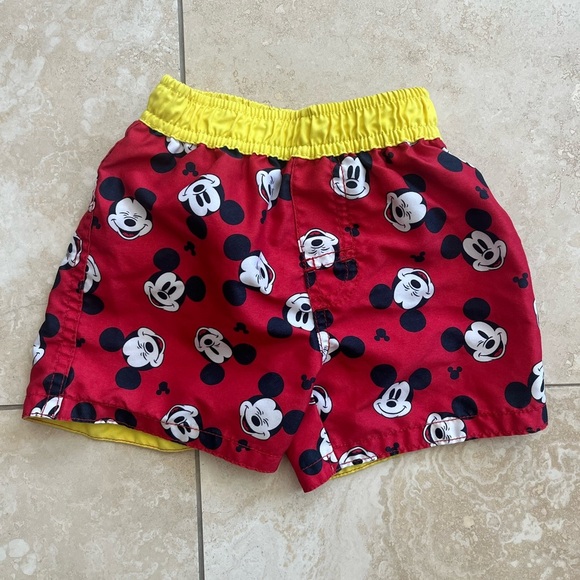 Disney Baby Red and Yellow Mickey Mouse Swim Shorts - Picture 1 of 3